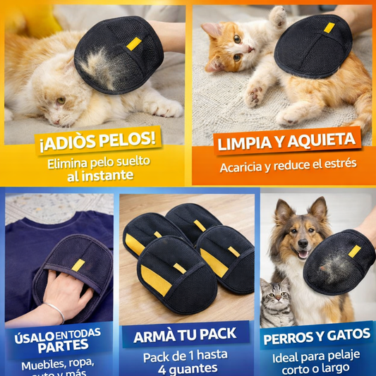 🥇 Guante Removedor de Pelo 2 x 1 - Acaricia y Limpia al Mismo Tiempo