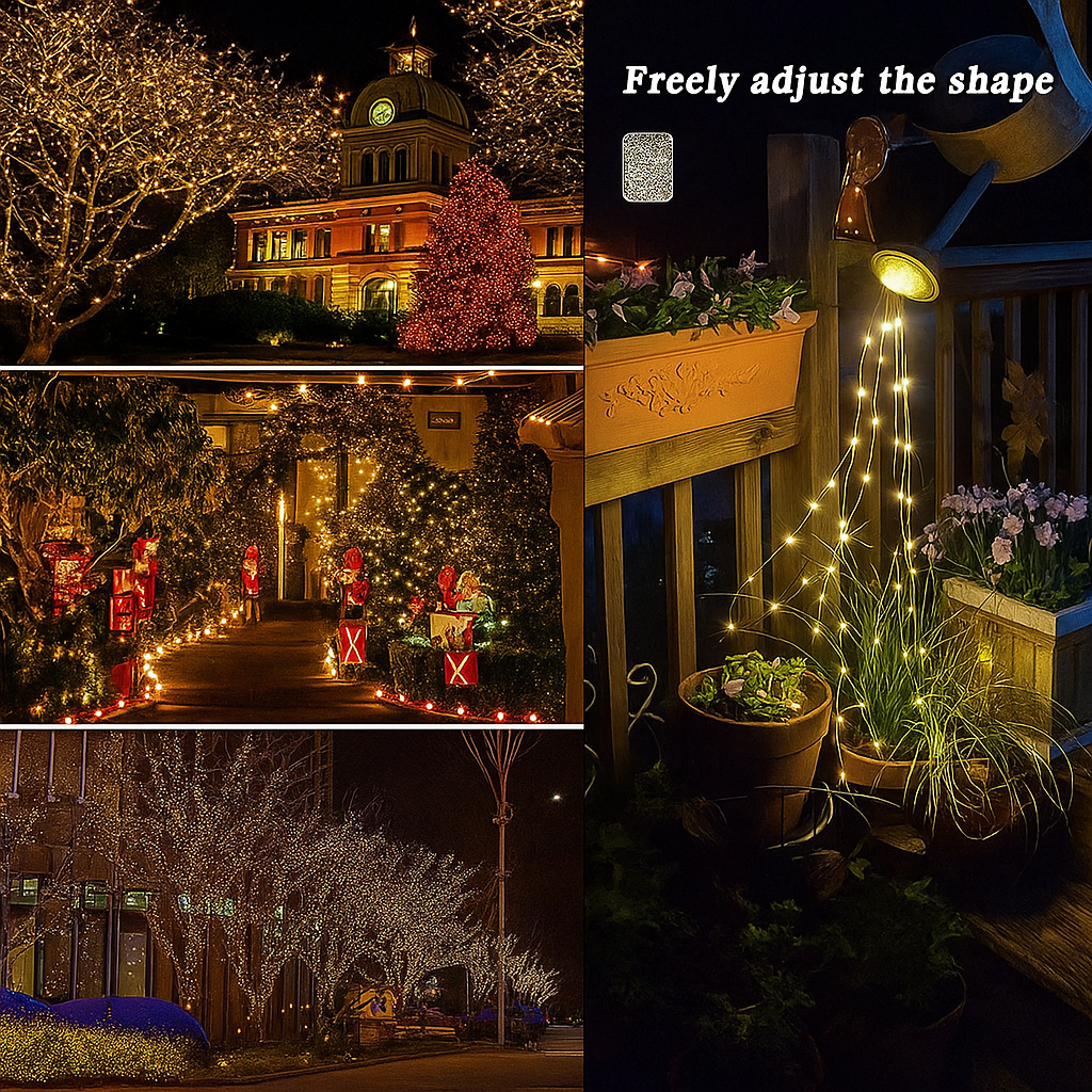 Luces Solares Navideñas 17 mts (170 LED) - Amarillo/Multicolor