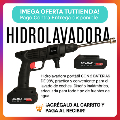 Hidrolavadora Portátil 98V con 2 Baterías Recargables