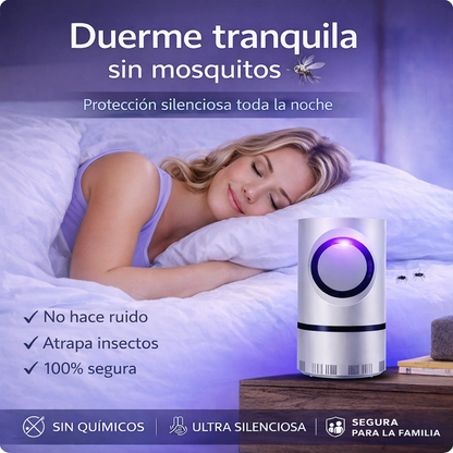 🦟 Lámpara Atrapa Mosquitos USB (Luz UV + Succión Silenciosa)