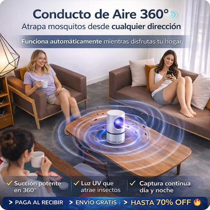 🦟 Lámpara Atrapa Mosquitos USB (Luz UV + Succión Silenciosa)