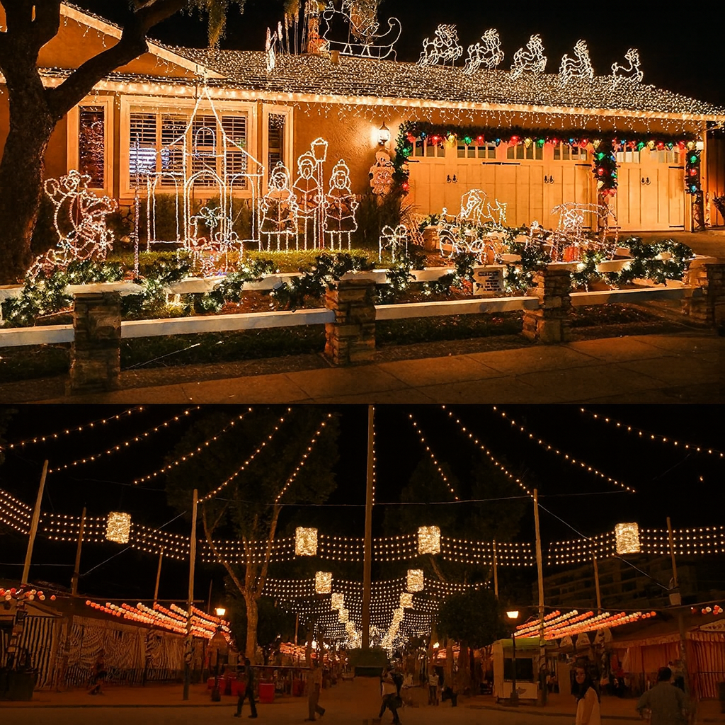 Luces Solares Navideñas 20 mts (200 LED) - Amarillo/Blanco/Multicolor