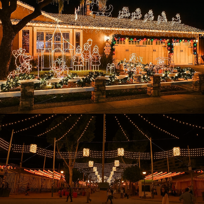 Luces Solares Navideñas 20 mts (200 LED) - Amarillo/Blanco/Multicolor