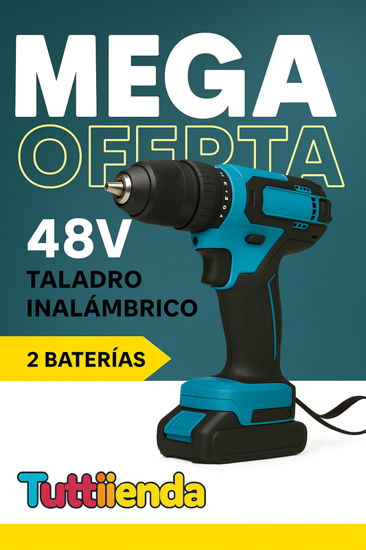 Taladro Inalámbrico de Impacto 48V con 2 Baterías + Kit 24 Accesorios