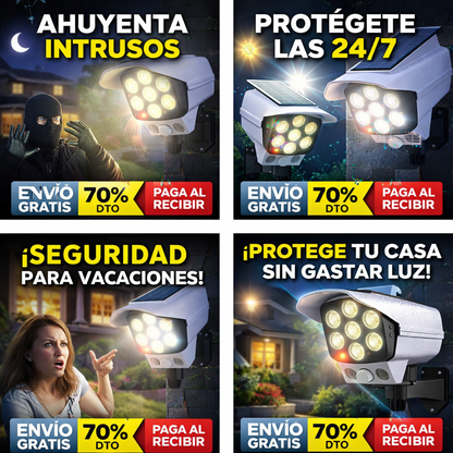 FOCO LED SOLAR TIPO CÁMARA + ENVÍO GRATIS