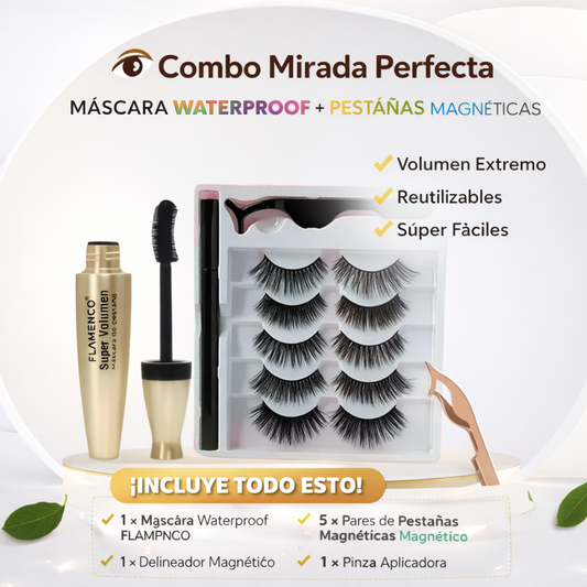 PACK MIRADA PEREFECTA - MÁSCARA DE PESTAÑAS + PESTAÑAS MAGNETICAS (5 pares reutilizables)