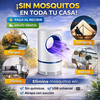 🦟 Lámpara Atrapa Mosquitos USB (Luz UV + Succión Silenciosa)