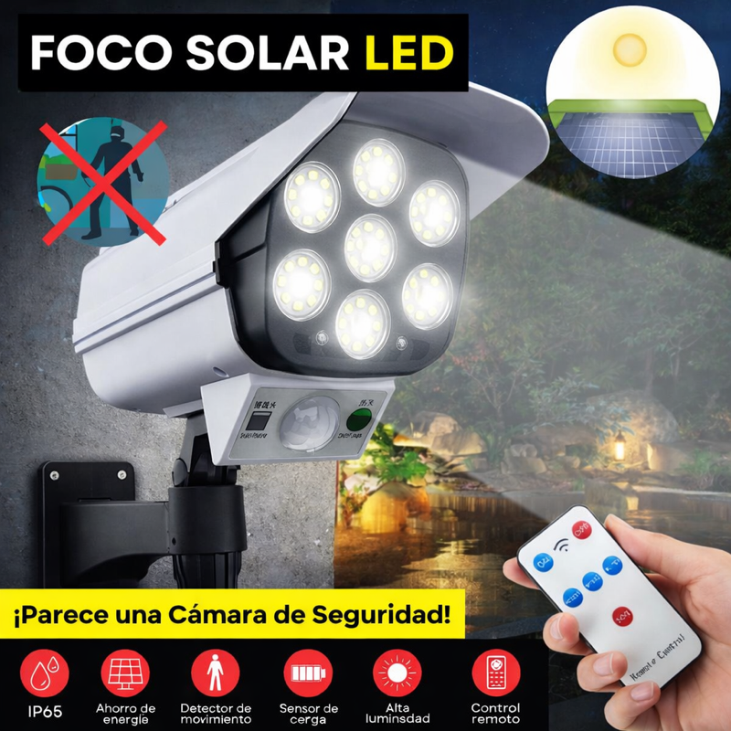 FOCO LED SOLAR TIPO CÁMARA + ENVÍO GRATIS