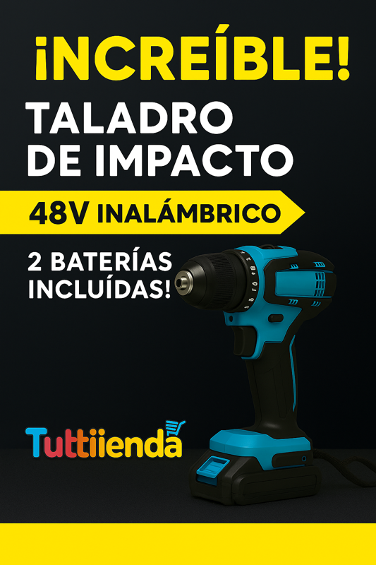 Taladro Inalámbrico de Impacto 48V con 2 Baterías + Kit 24 Accesorios