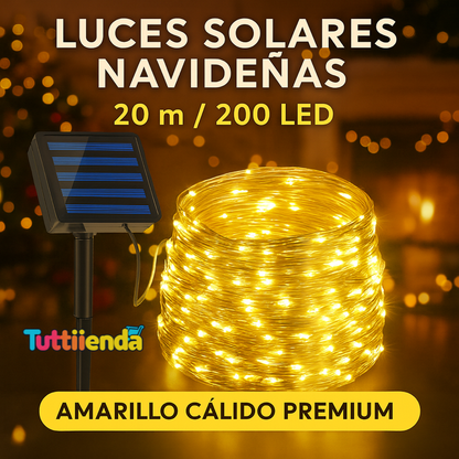 Luces Solares Navideñas 20 mts (200 LED) - Amarillo/Blanco/Multicolor