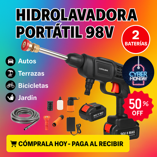 Hidrolavadora Portátil 98V con 2 Baterías Recargables