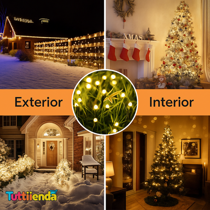 Luces Solares Navideñas 17 mts (170 LED) - Amarillo/Multicolor