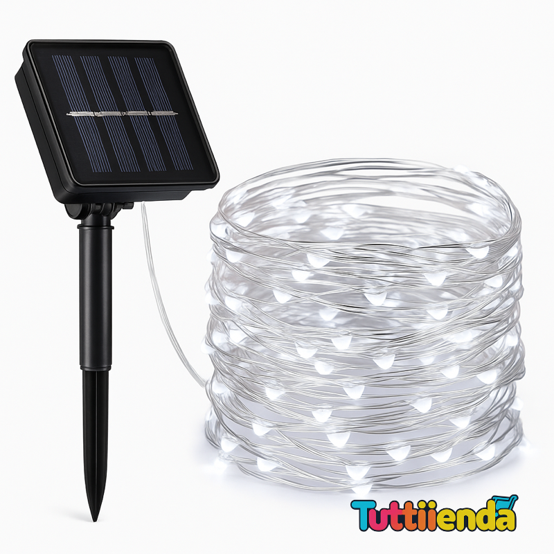 Luces Solares Navideñas 20 mts (200 LED) - Amarillo/Blanco/Multicolor