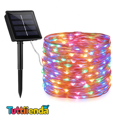 Luces Solares Navideñas 20 mts (200 LED) - Amarillo/Blanco/Multicolor