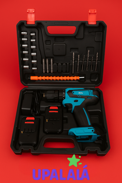 Taladro Inalámbrico de Impacto 48V con 2 Baterías + Kit 24 Accesorios