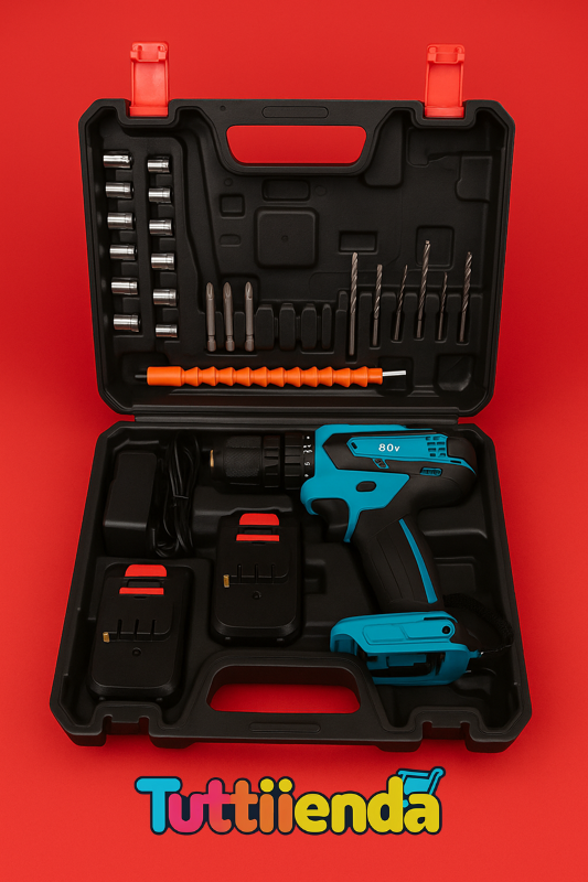 Taladro Inalámbrico de Impacto 48V con 2 Baterías + Kit 24 Accesorios
