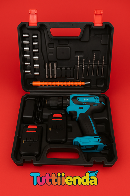 Taladro Inalámbrico de Impacto 48V con 2 Baterías + Kit 24 Accesorios