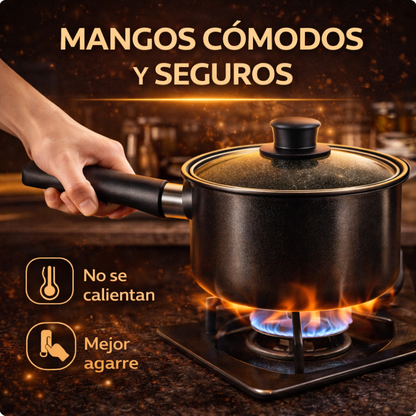 Juego de Ollas (13 piezas) - Batería Antiadherente + Utensilios