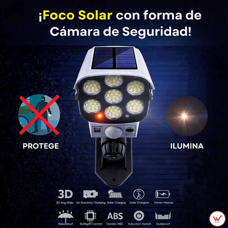 FOCO LED SOLAR TIPO CÁMARA + ENVÍO GRATIS