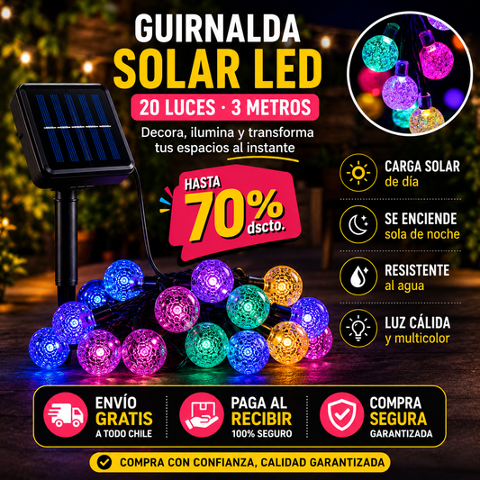 ✨ Guirnalda Solar LED 20 Luces Decorativas