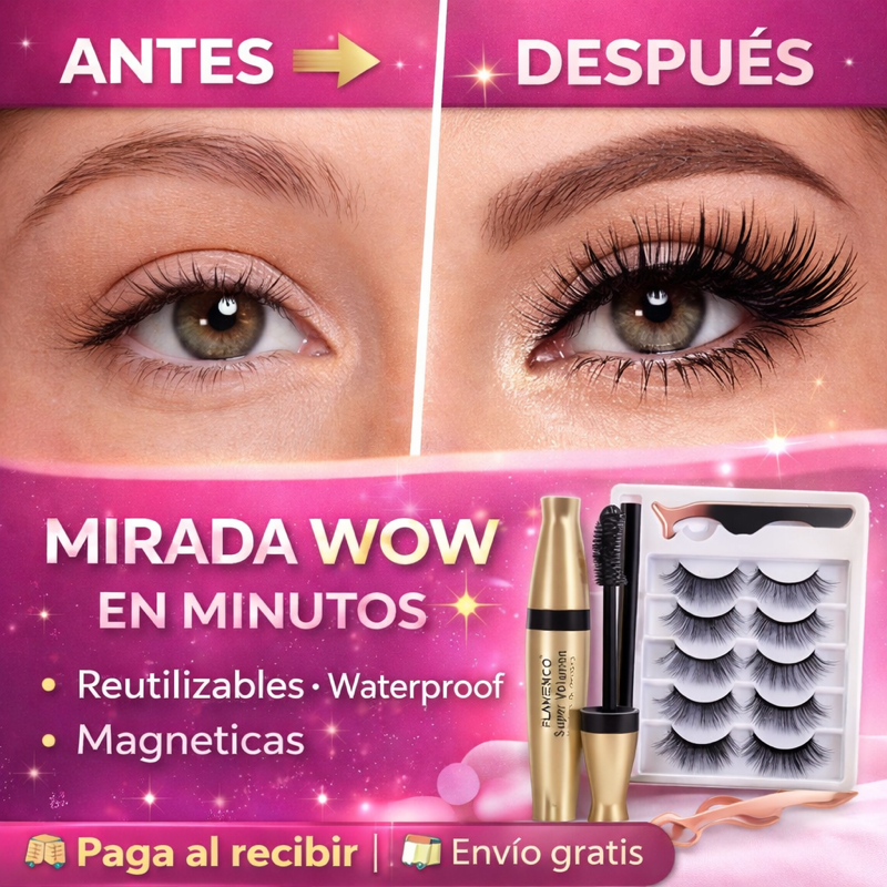PACK MIRADA PEREFECTA - MÁSCARA DE PESTAÑAS + PESTAÑAS MAGNETICAS (5 pares reutilizables)
