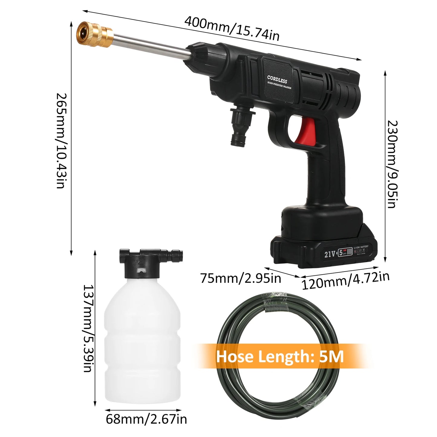 Hidrolavadora Portátil 98V con 2 Baterías Recargables