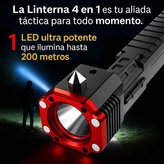 La Linterna Táctica 4 en 1 Que Te Puede Salvar la Vida – ¡Potente, Cargable y Multiusos!